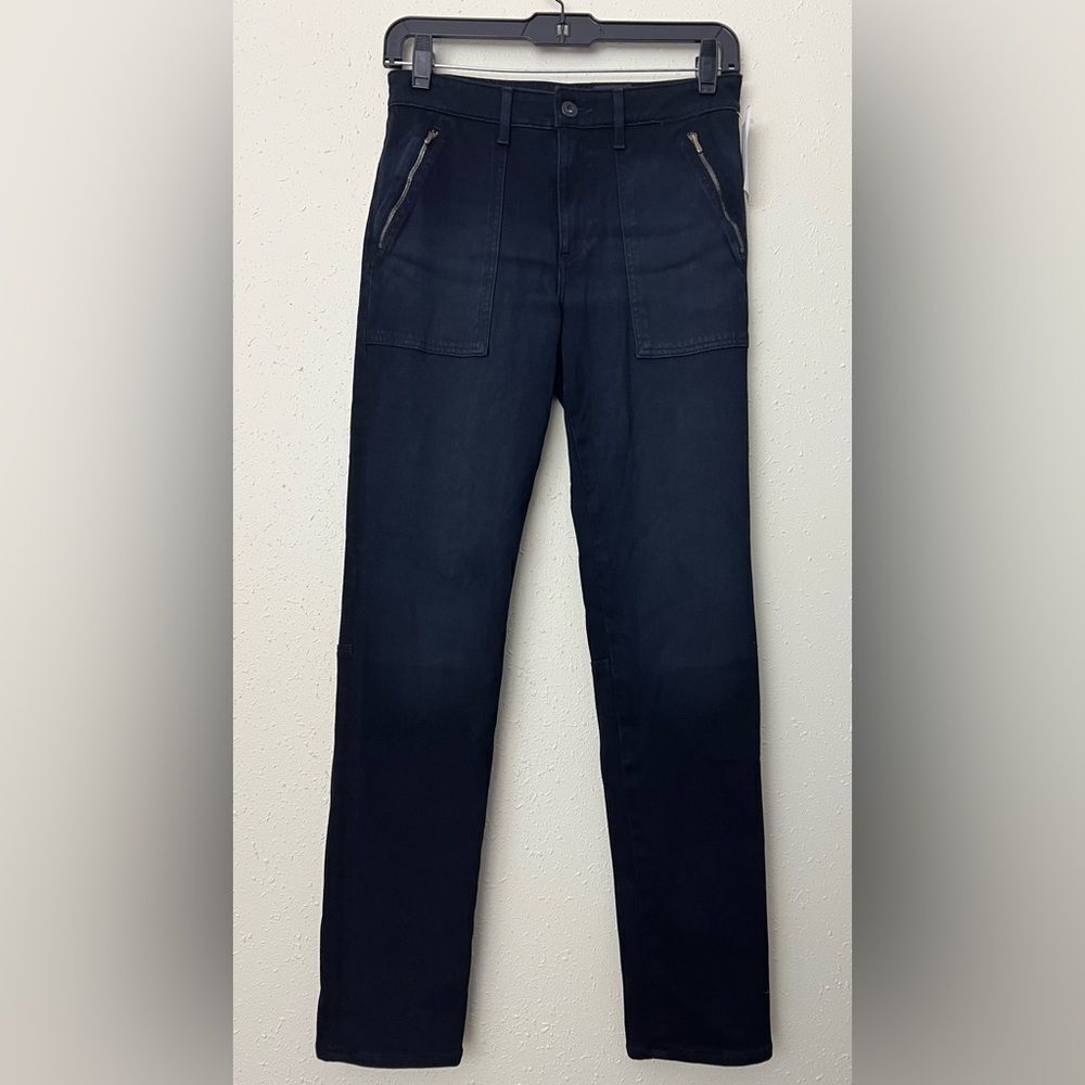 New Ag Black Moto Side Zip Pockets Pants Size 27